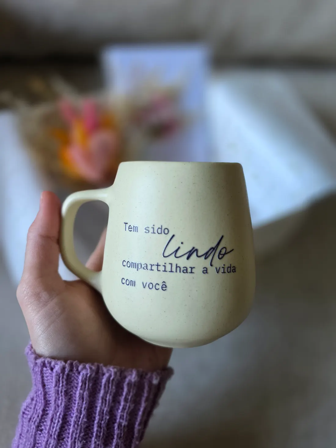 Caneca com a mensagem tem sido lindo compartilhar a vida com você